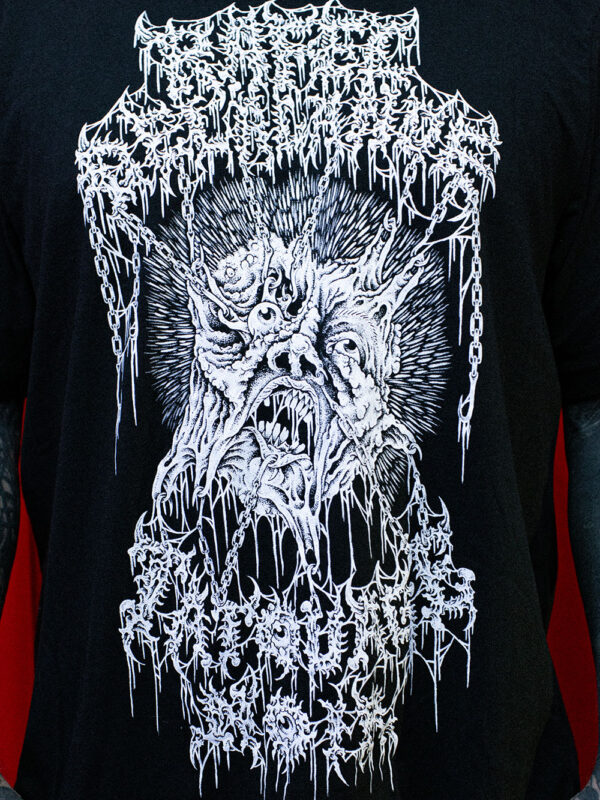 Discharge print on distressed black Tshirt - Image 3