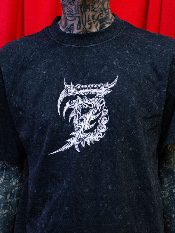 Discharge print on distressed black Tshirt - Image 3