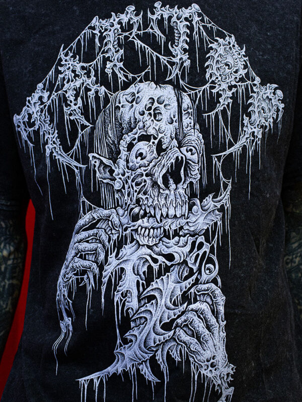 Discharge print on distressed black Tshirt - Image 4