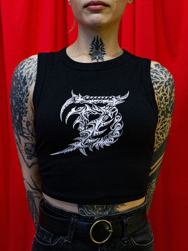 Discharge print on black tank top - Image 2